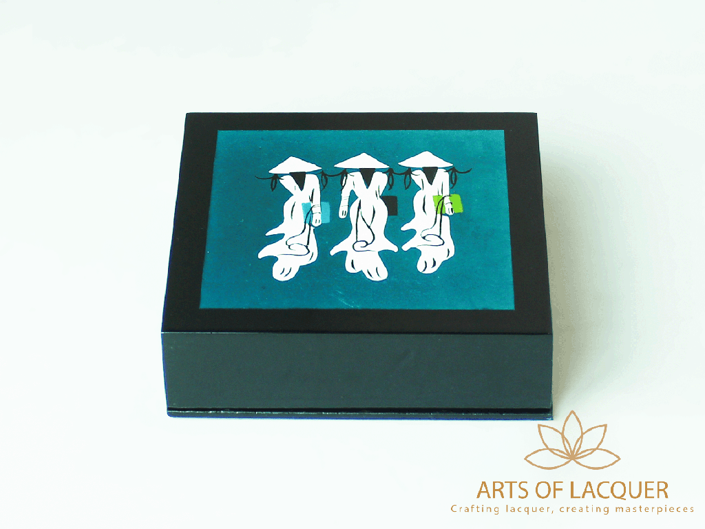 Blue Handmade Trio Lacquer Coaster Set