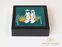 Blue Floral Harvest Ao Dai Lacquer Coaster Set