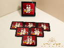 Red Floral Harvest Ao Dai Lacquer Coaster Set 