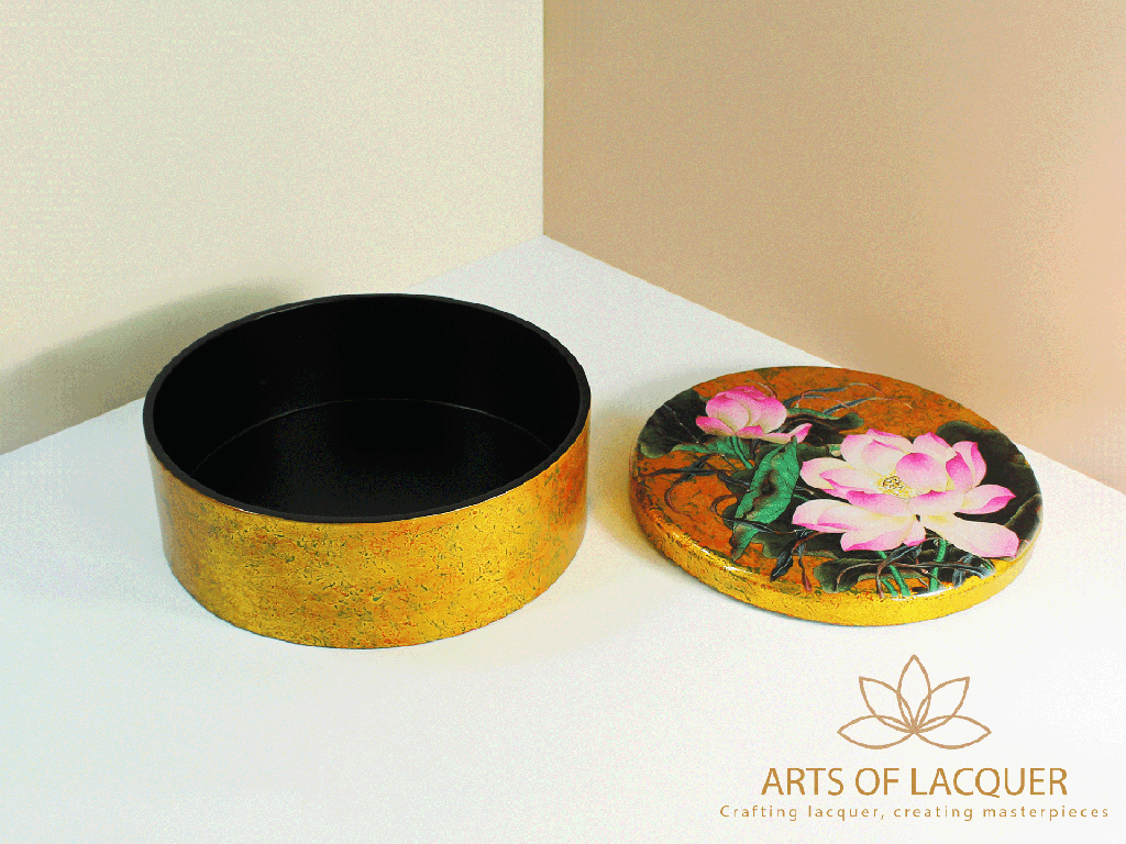 Golden Lotus Lacquer Keepsake Box