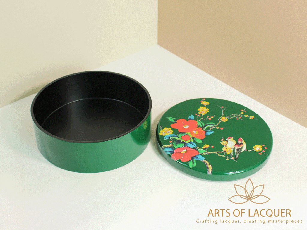 Emerald Blossom Handcrafted Lacquer Keepsake Box