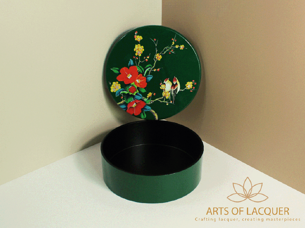 Emerald Blossom Handcrafted Lacquer Keepsake Box