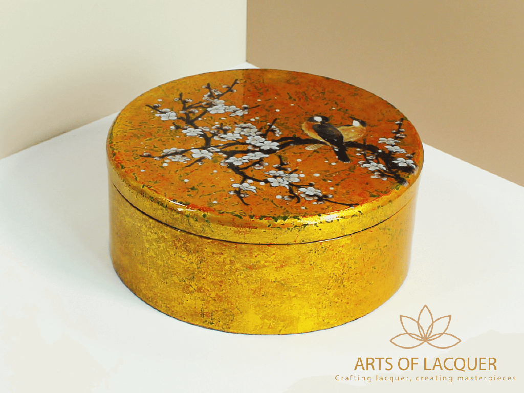 Apricot Blossom Serenity Lacquer Keepsake Box