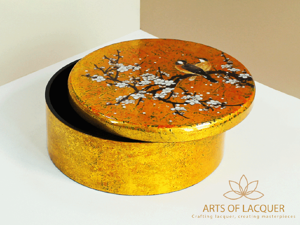 Apricot Blossom Serenity Lacquer Keepsake Box