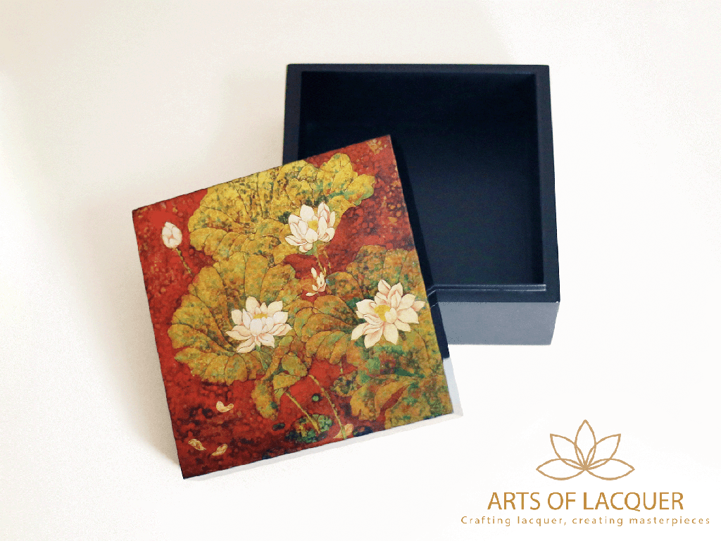 Lotus Lacquered Jewelry Box 