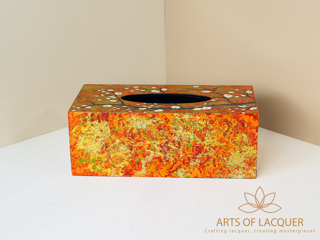 Autumn Blossom Lacquer Tissue Box 