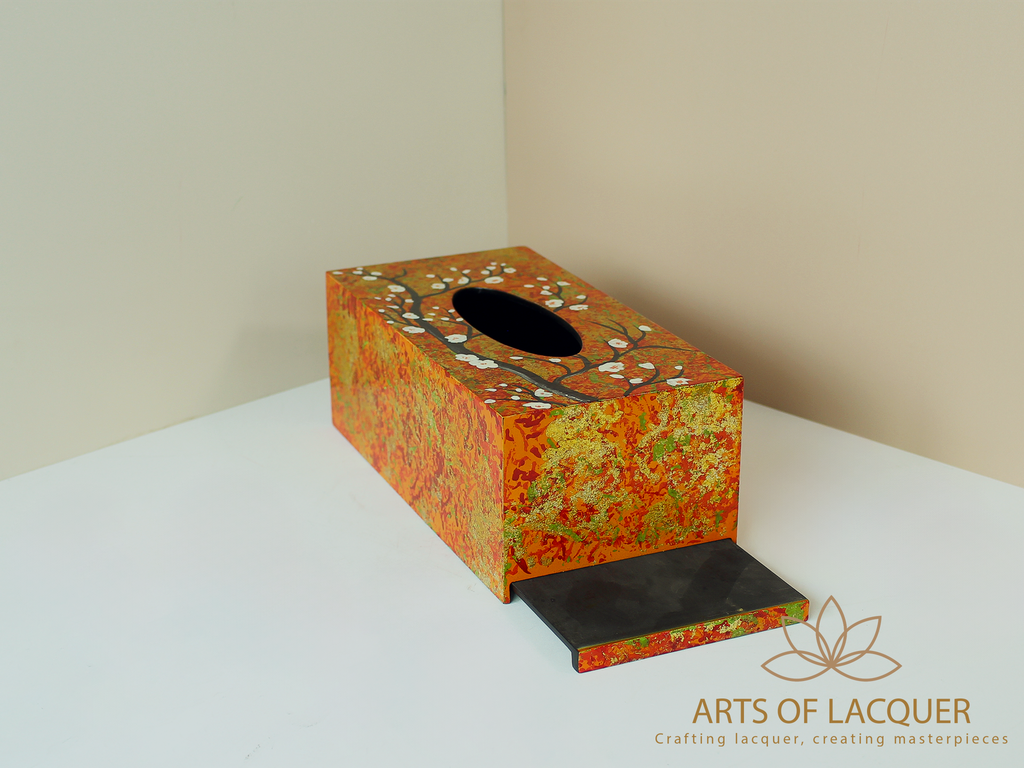 Autumn Blossom Lacquer Tissue Box 