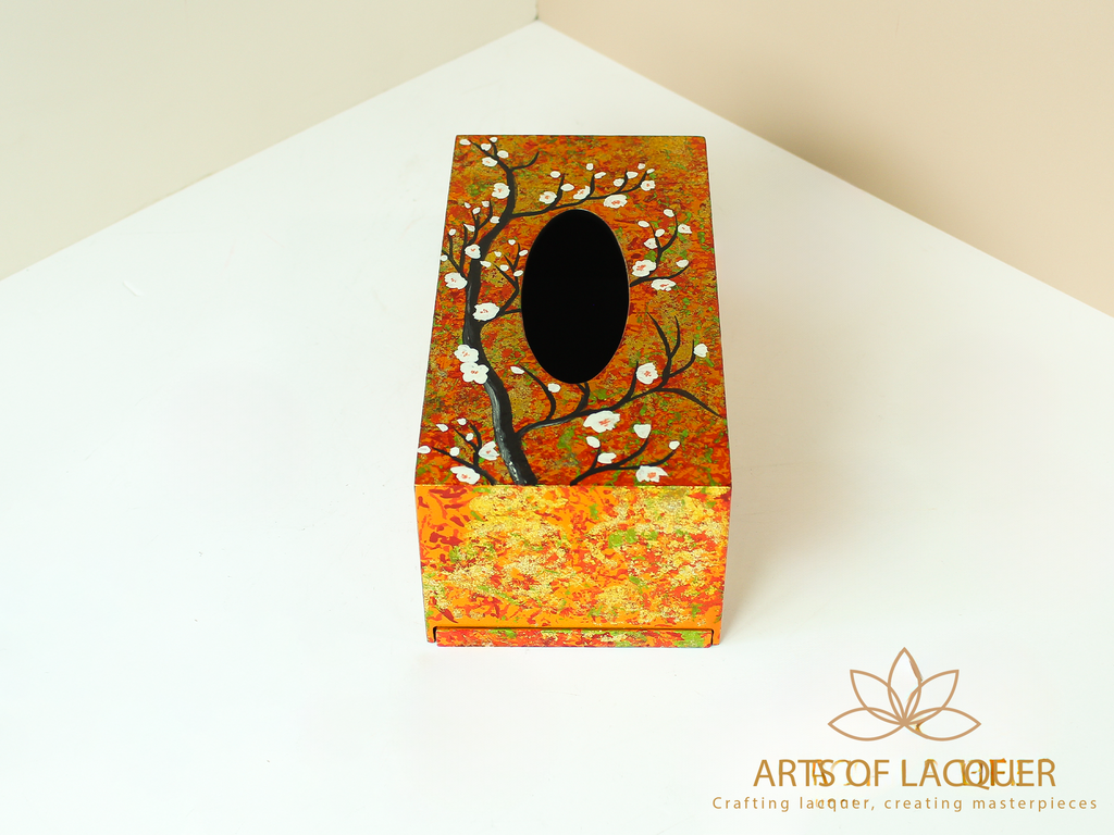 Autumn Blossom Lacquer Tissue Box 