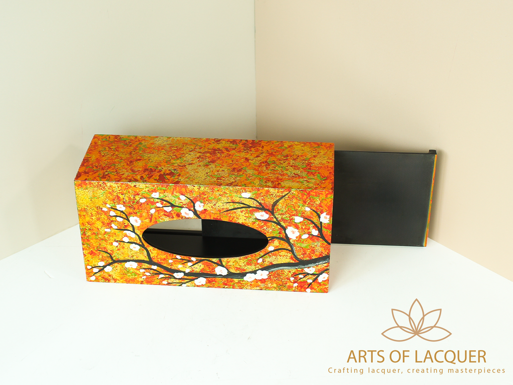 Autumn Blossom Lacquer Tissue Box 