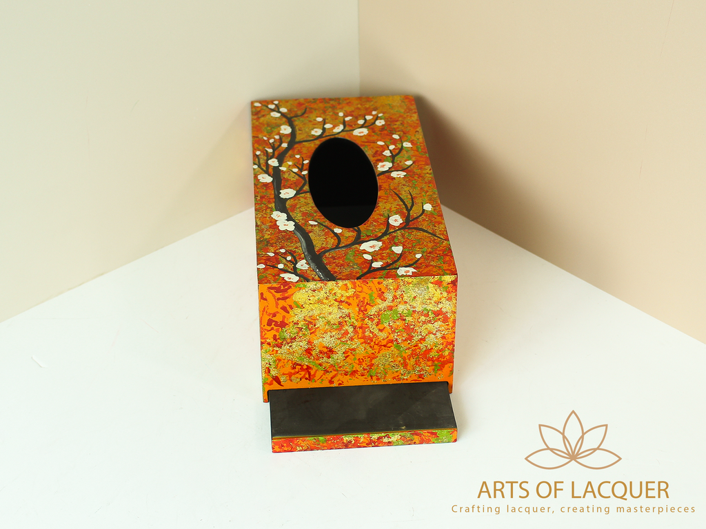 Autumn Blossom Lacquer Tissue Box 