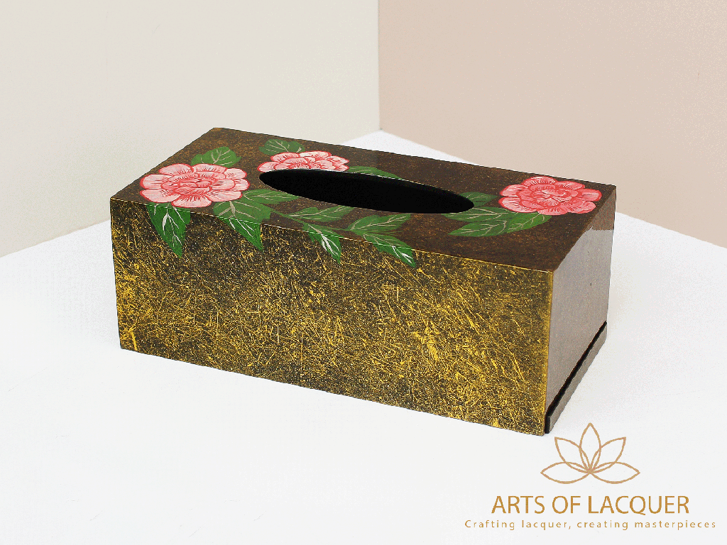  Luxury Pink Camellia Lacquer Tissue Box