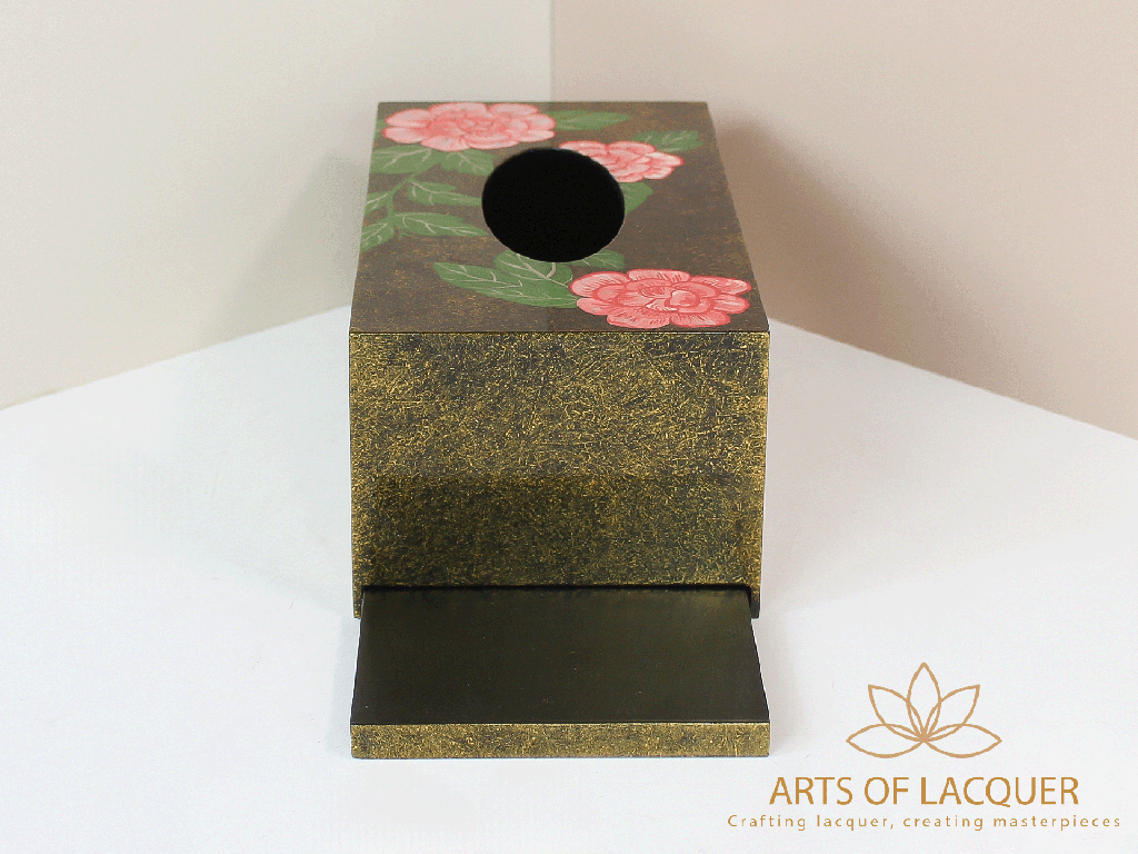  Luxury Pink Camellia Lacquer Tissue Box