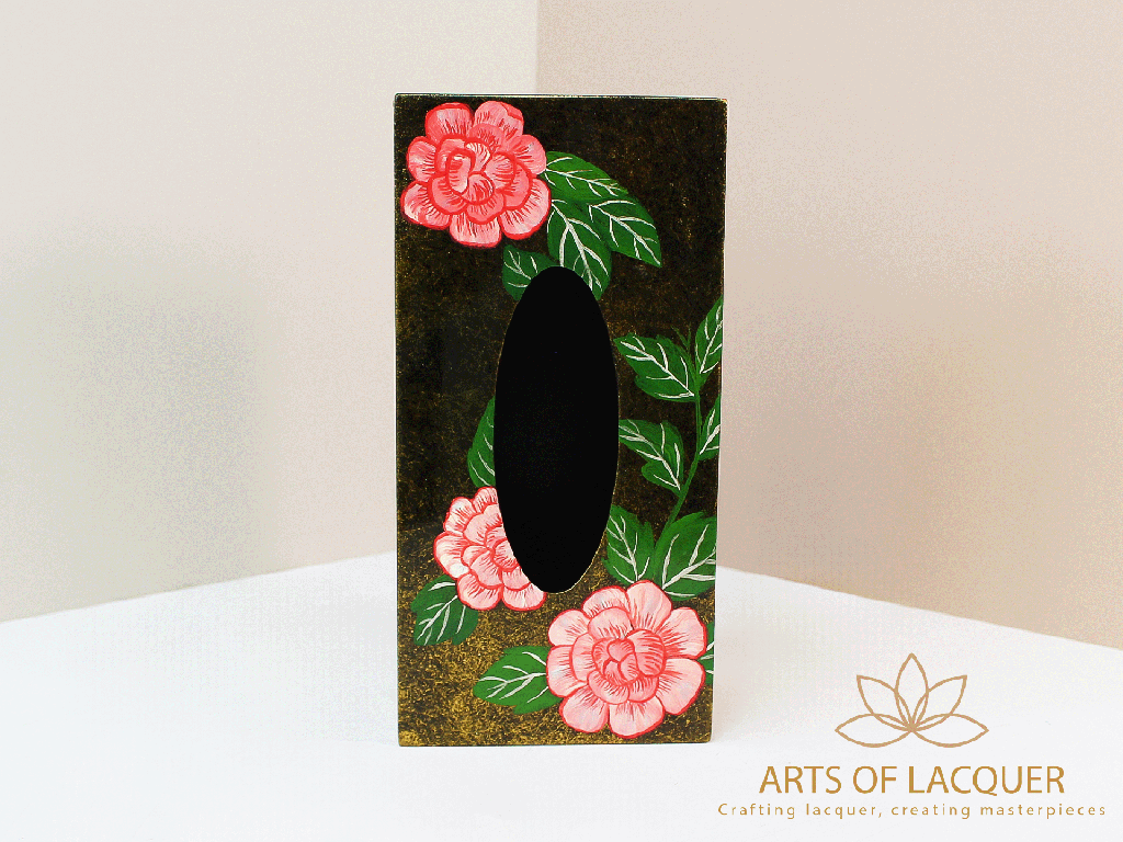  Luxury Pink Camellia Lacquer Tissue Box