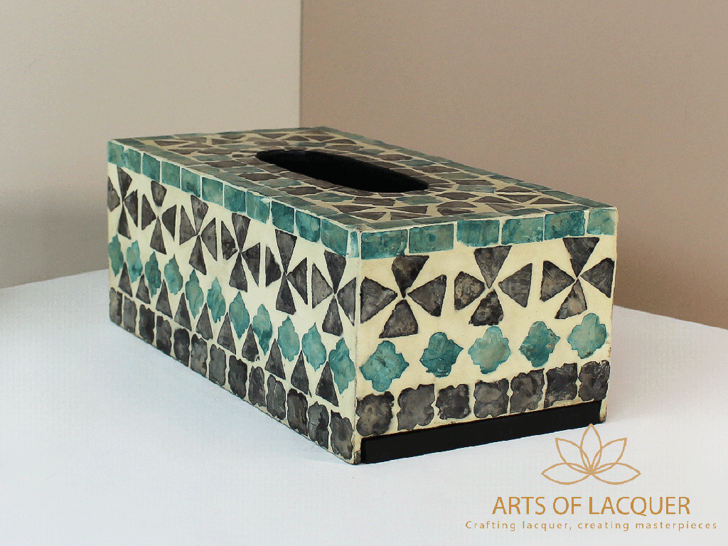 Sleek Lacquered Dispenser Geometric Tissue Box