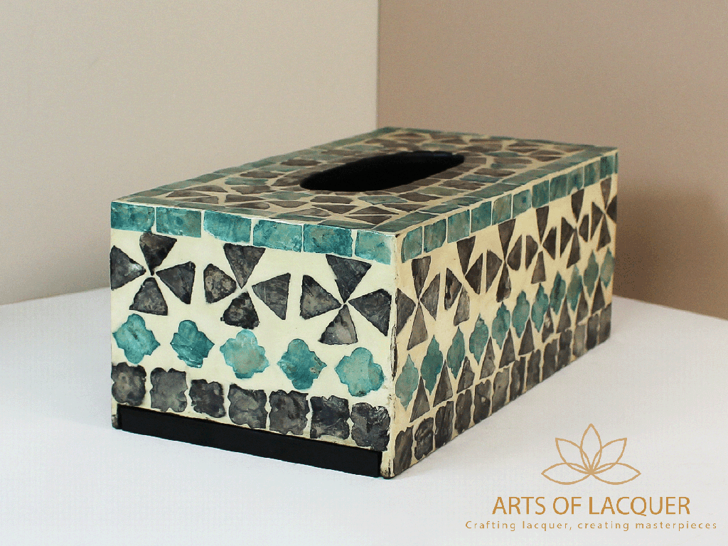 Sleek Lacquered Dispenser Geometric Tissue Box