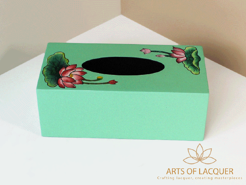 Elegant Mint Lotus Blossom Tissue Box 