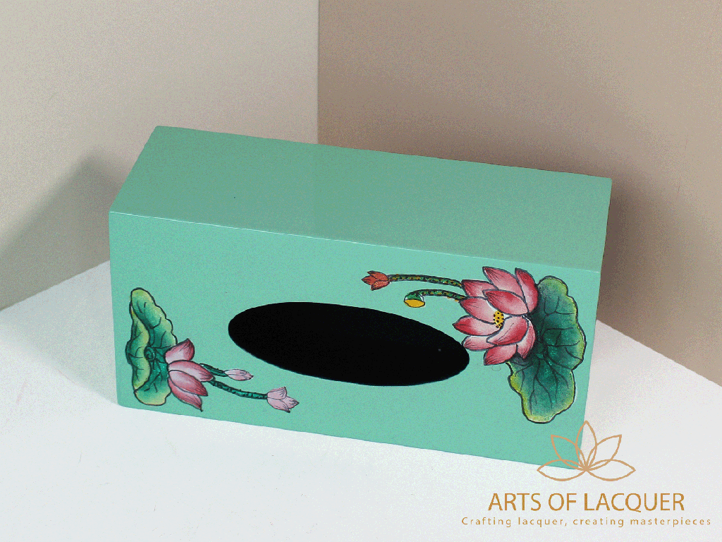 Elegant Mint Lotus Blossom Tissue Box 