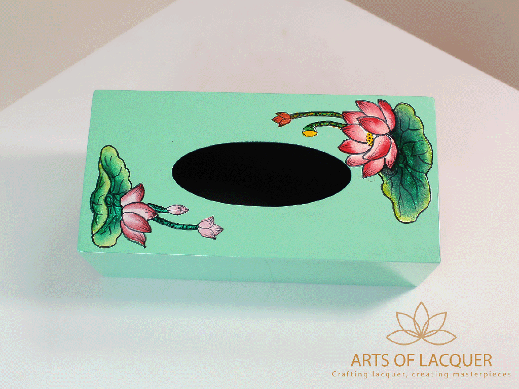 Elegant Mint Lotus Blossom Tissue Box 