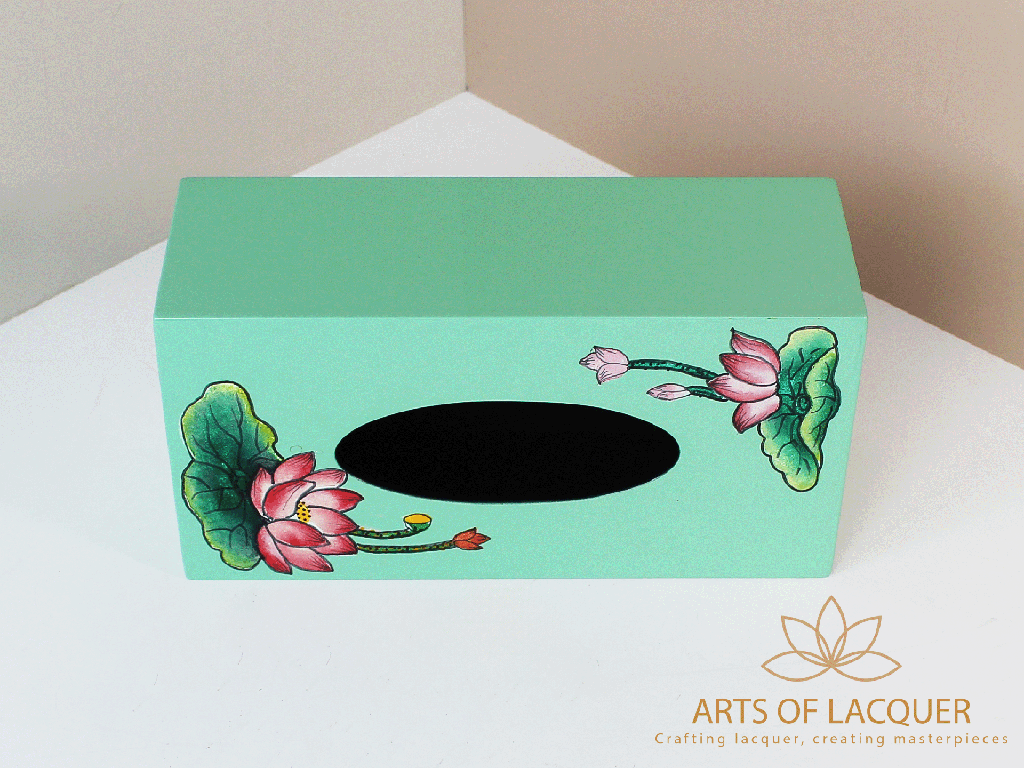 Elegant Mint Lotus Blossom Tissue Box 