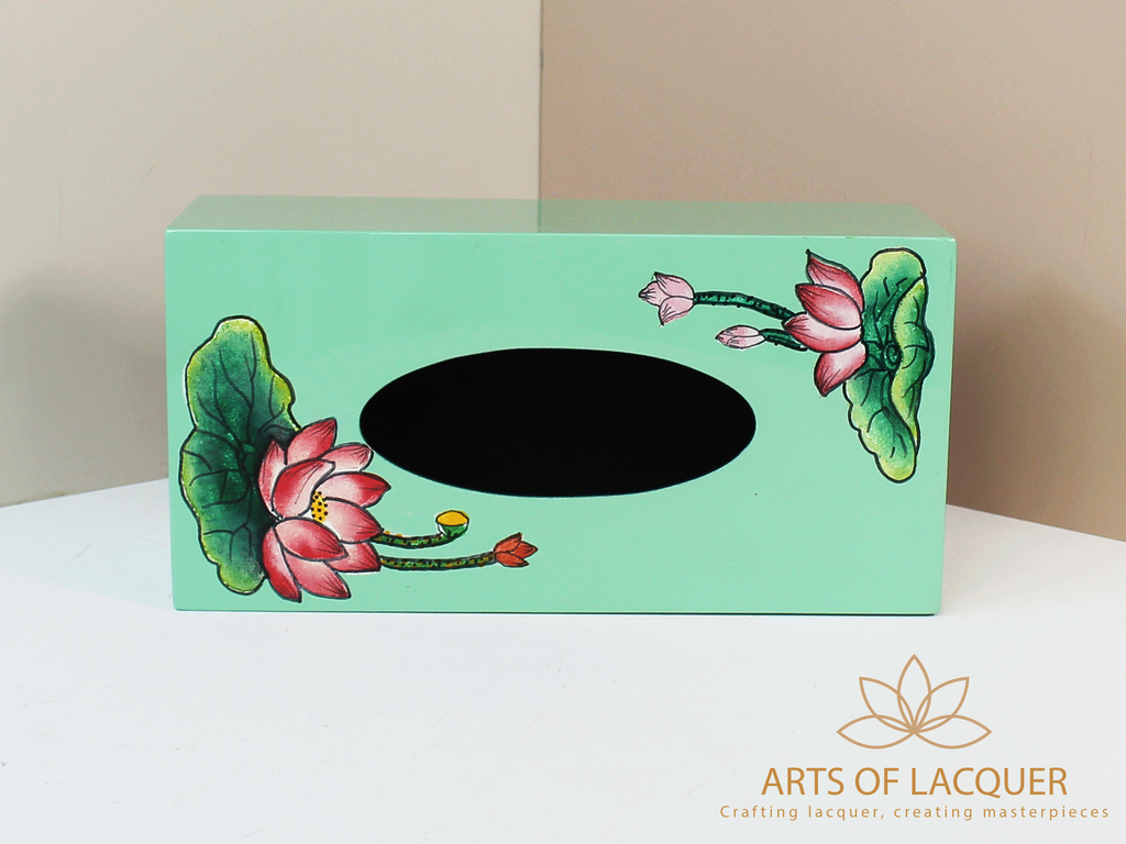 Elegant Mint Lotus Blossom Tissue Box 