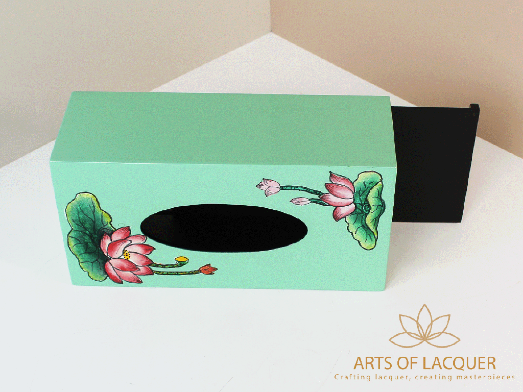 Elegant Mint Lotus Blossom Tissue Box 