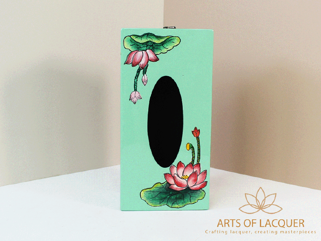 Elegant Mint Lotus Blossom Tissue Box 