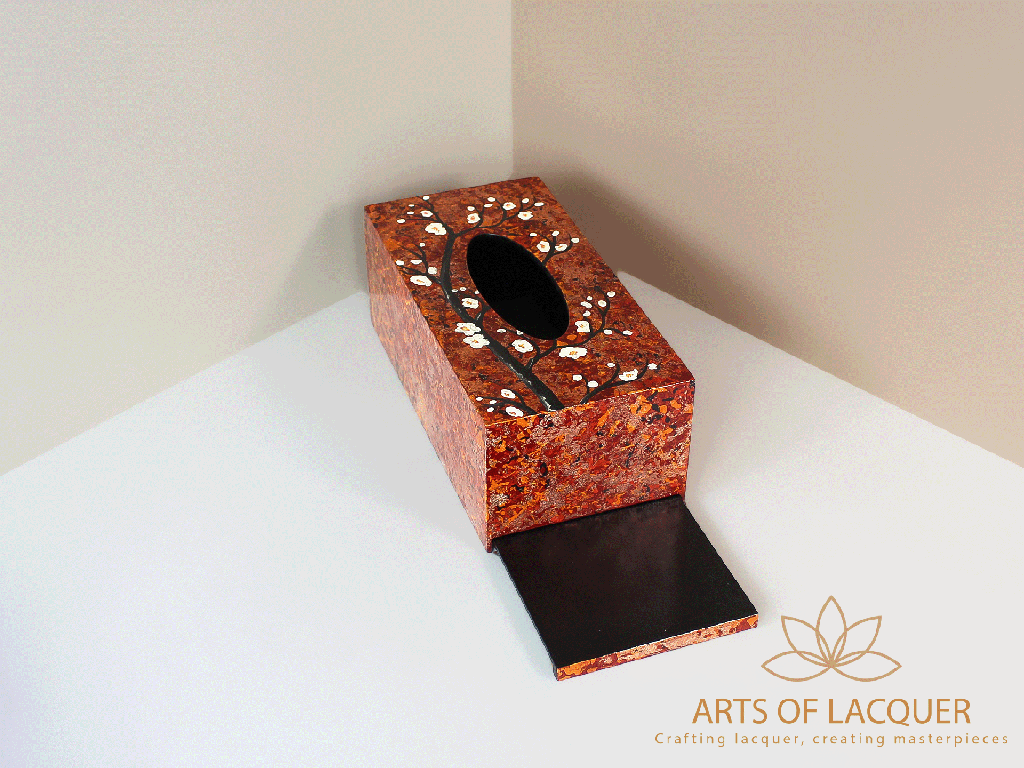 Red Autumn Blossom Handcrafted Lacquer Tissue Box 