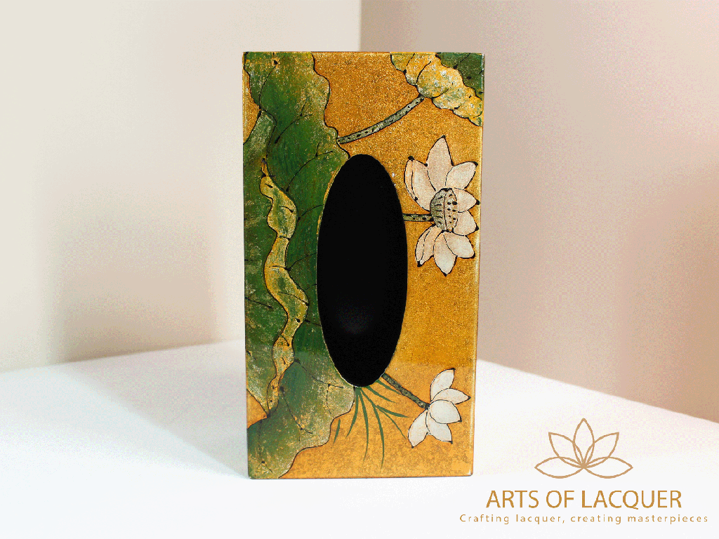 Gold Lotus Handcrafted Lacquered Tissue Box