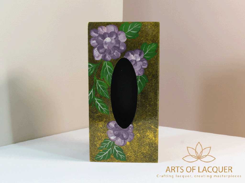 Handcrafted Lacquer Purple Peony  Tissue Box