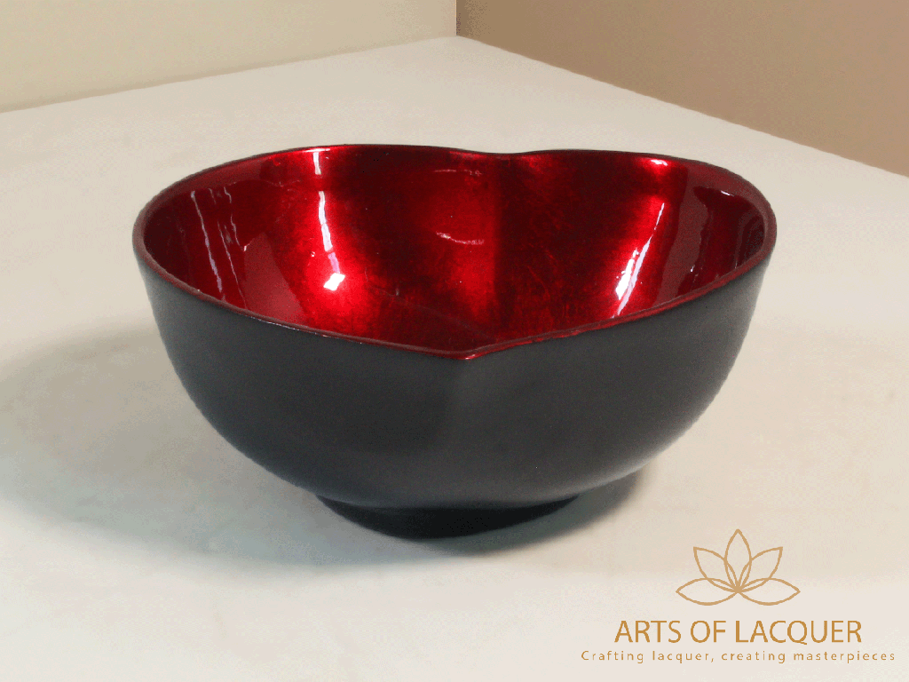 Radiant Red Heart Lacquer Bowl