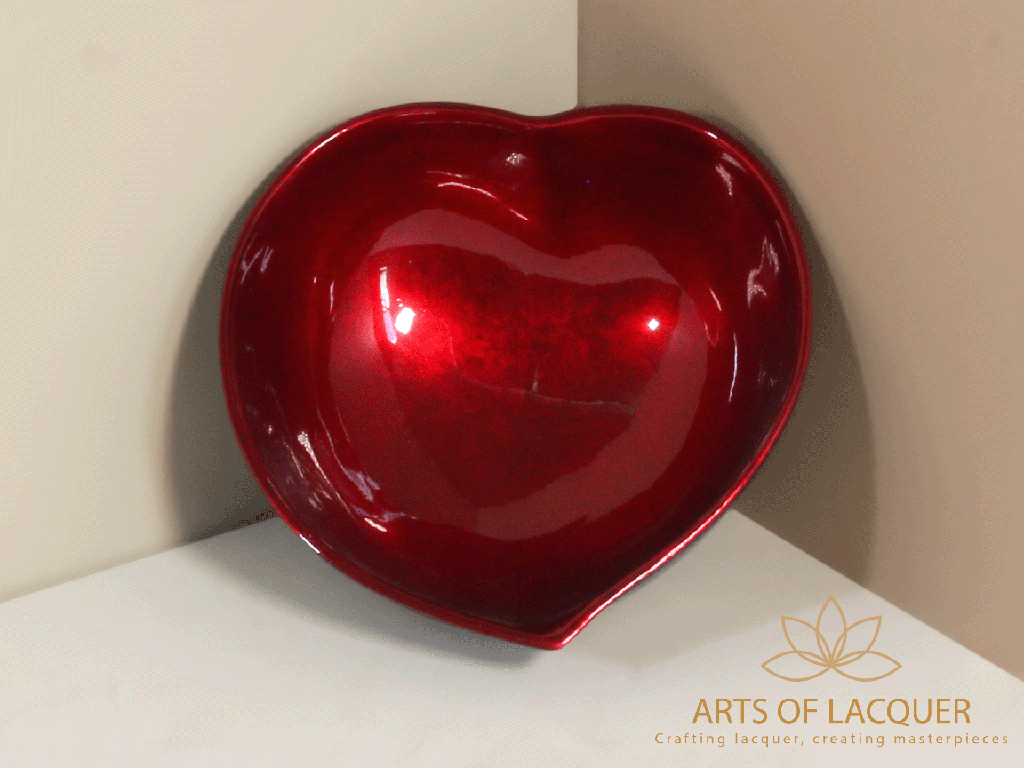 Radiant Red Heart Lacquer Bowl