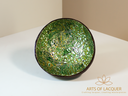 Eggshell Coconut Lacquer Bowl in Emerald Golden