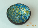 Eggshell Coconut Lacquer Bowl in Sapphire Golden