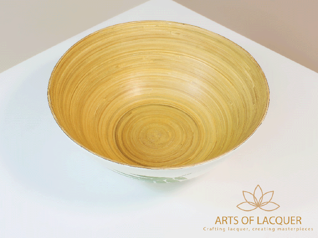 Bamboo Lacquer Bowl Set - Minimalist Green Leaf Design