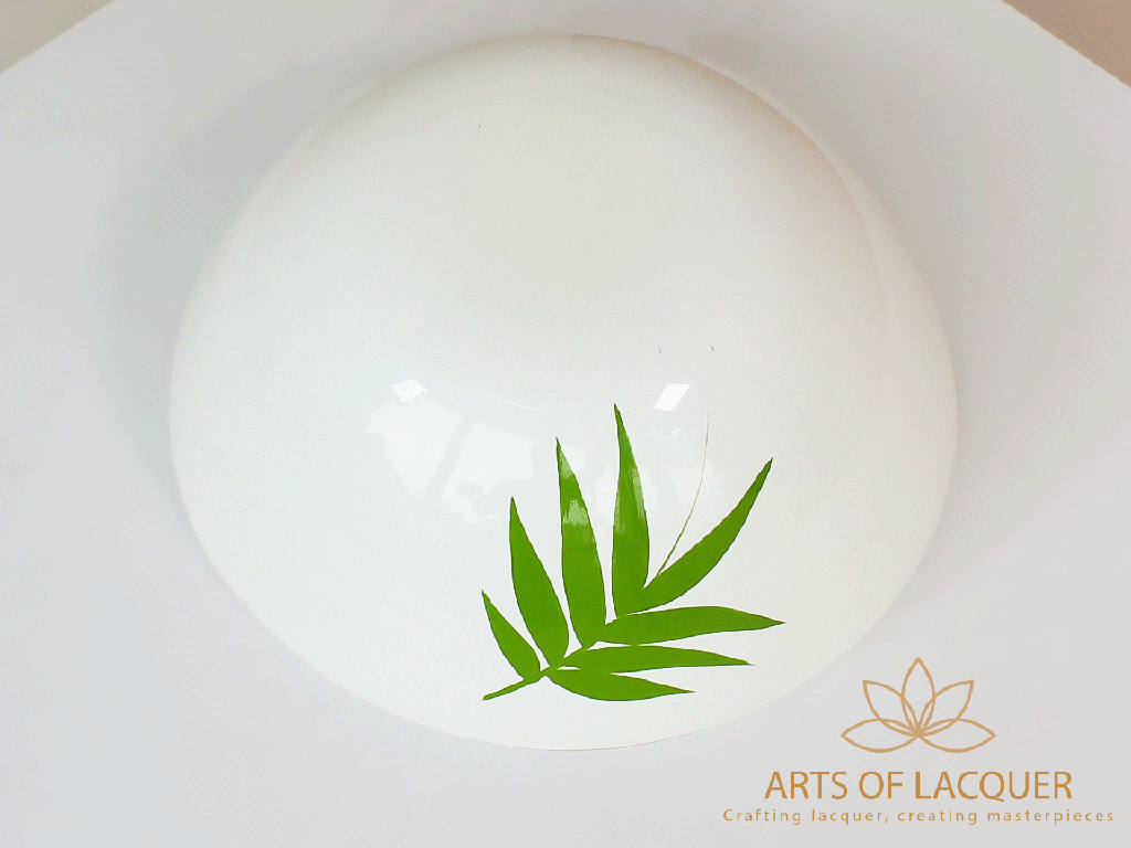 Bamboo Lacquer Bowl Set - Minimalist Green Leaf Design