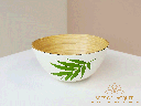 Bamboo Lacquer Bowl Set - Minimalist Green Leaf Design