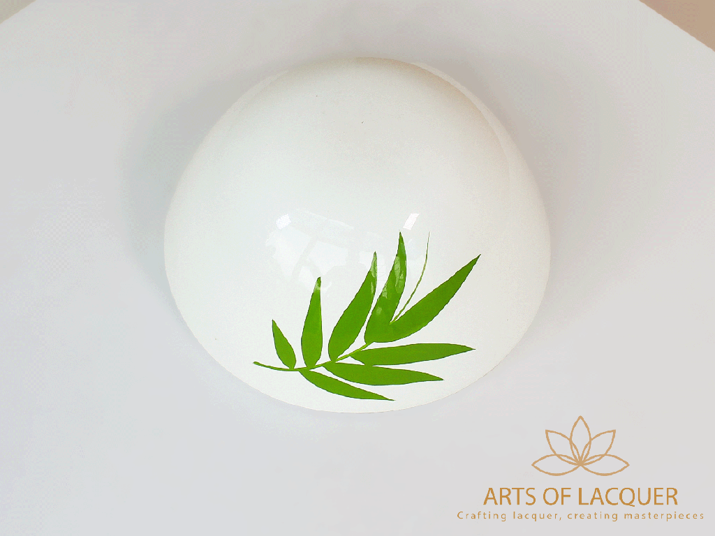 Bamboo Lacquer Bowl Set - Minimalist Green Leaf Design