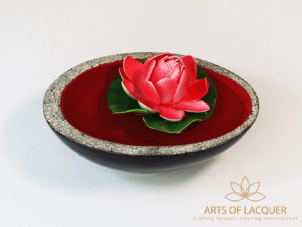 Versatile Flower Floating Bowl - Crimson Lacquer Decor