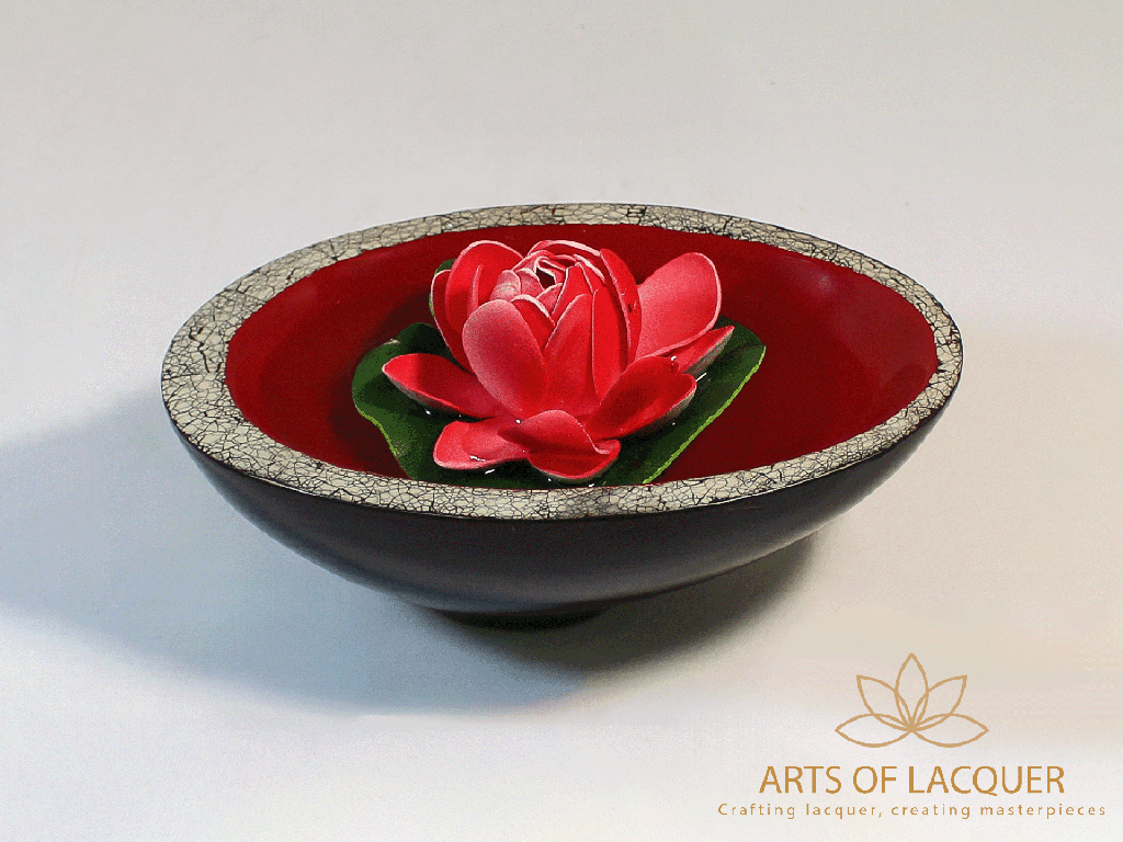 Versatile Flower Floating Bowl - Crimson Lacquer Decor