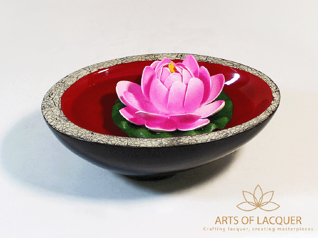 Versatile Flower Floating Bowl - Crimson Lacquer Decor