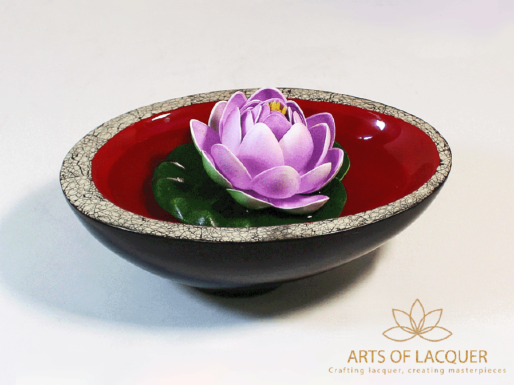 Versatile Flower Floating Bowl - Crimson Lacquer Decor