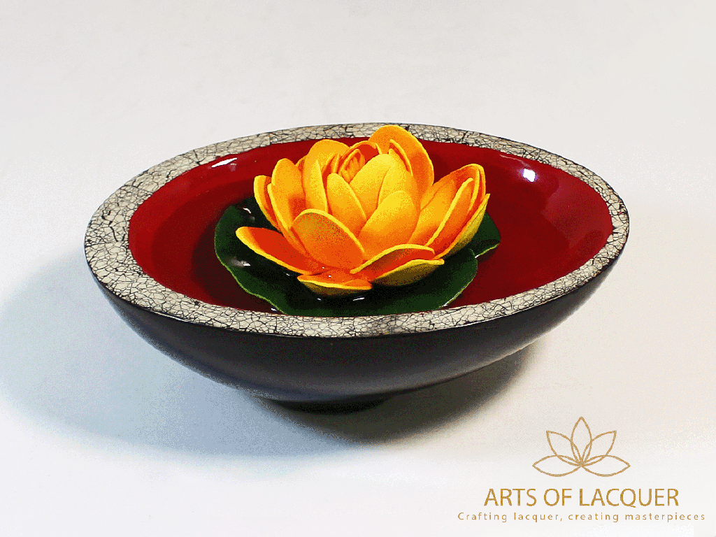 Versatile Flower Floating Bowl - Crimson Lacquer Decor