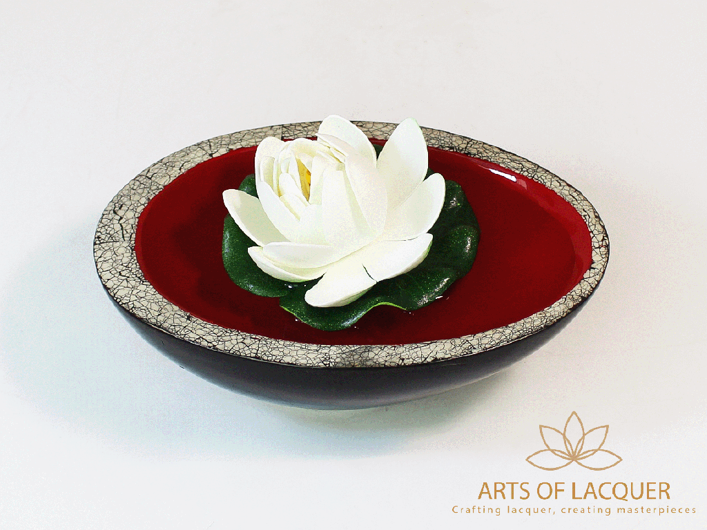 Versatile Flower Floating Bowl - Crimson Lacquer Decor