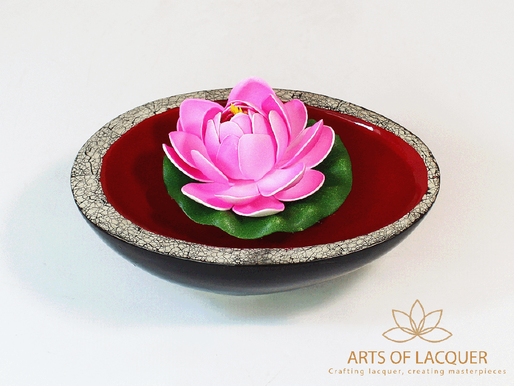 Versatile Flower Floating Bowl - Crimson Lacquer Decor