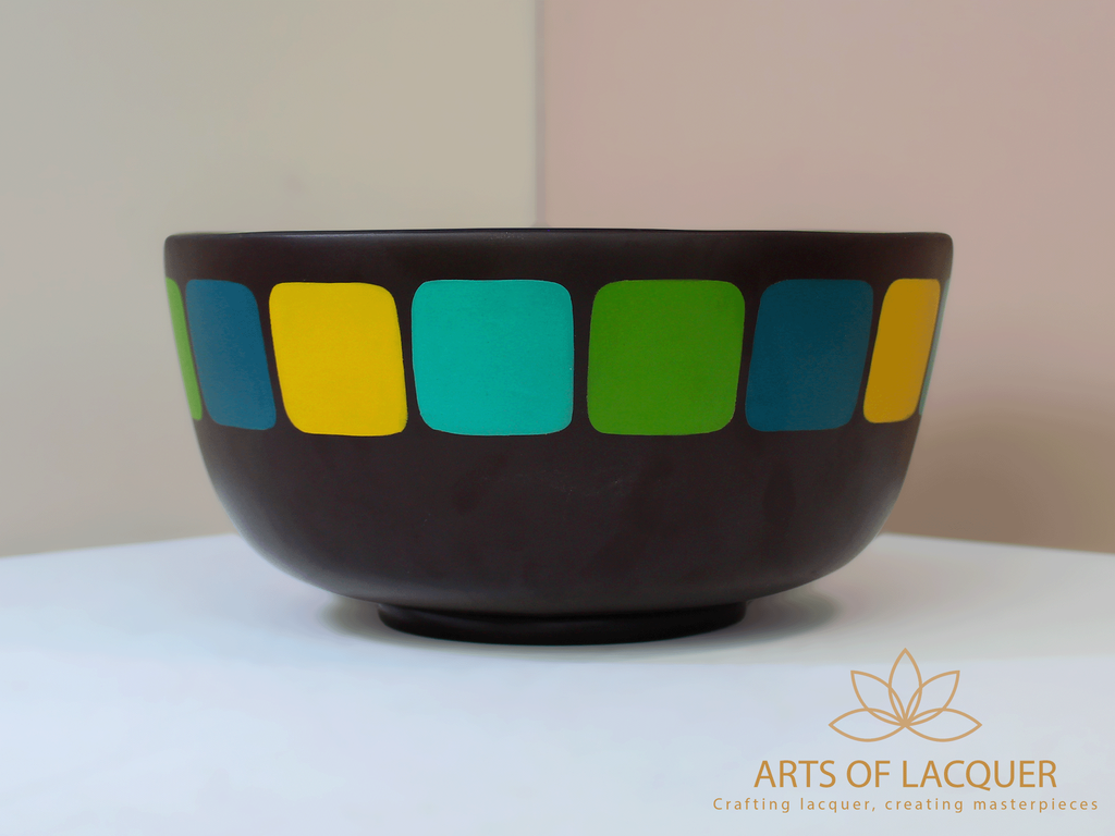 Modernist Color Block Lacquer Bowl 