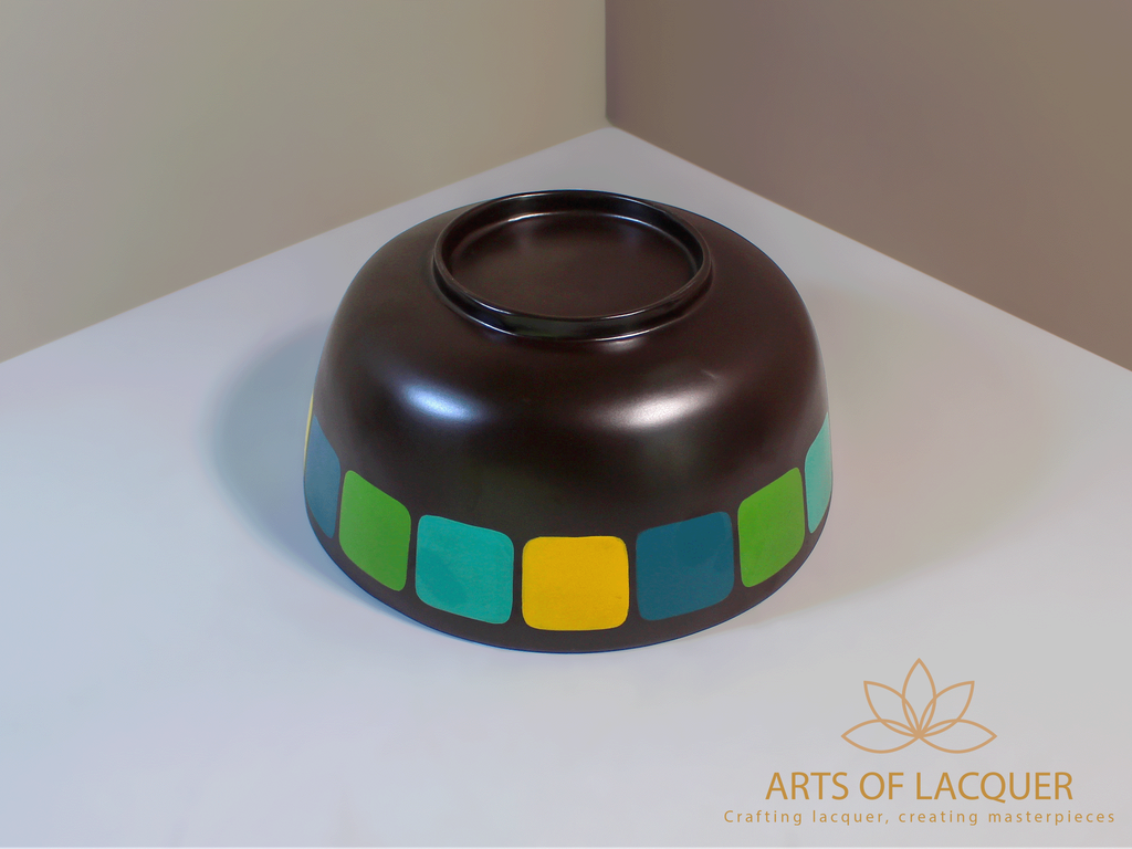 Modernist Color Block Lacquer Bowl 