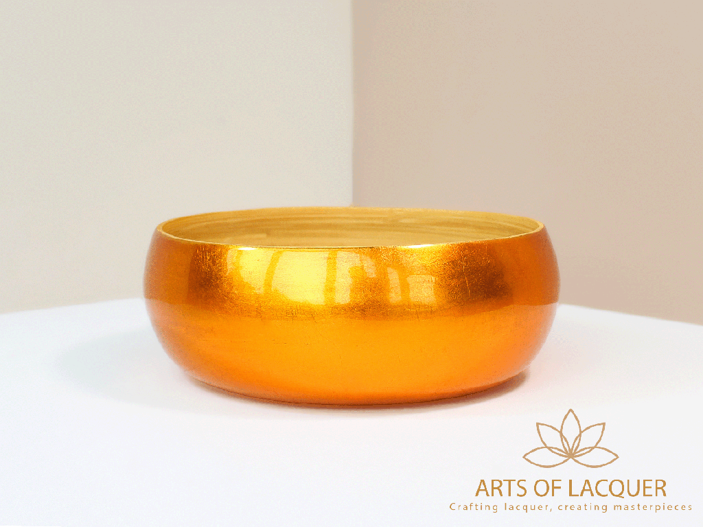 Handcrafted Lacquer Radiant Orange Gold Bowl