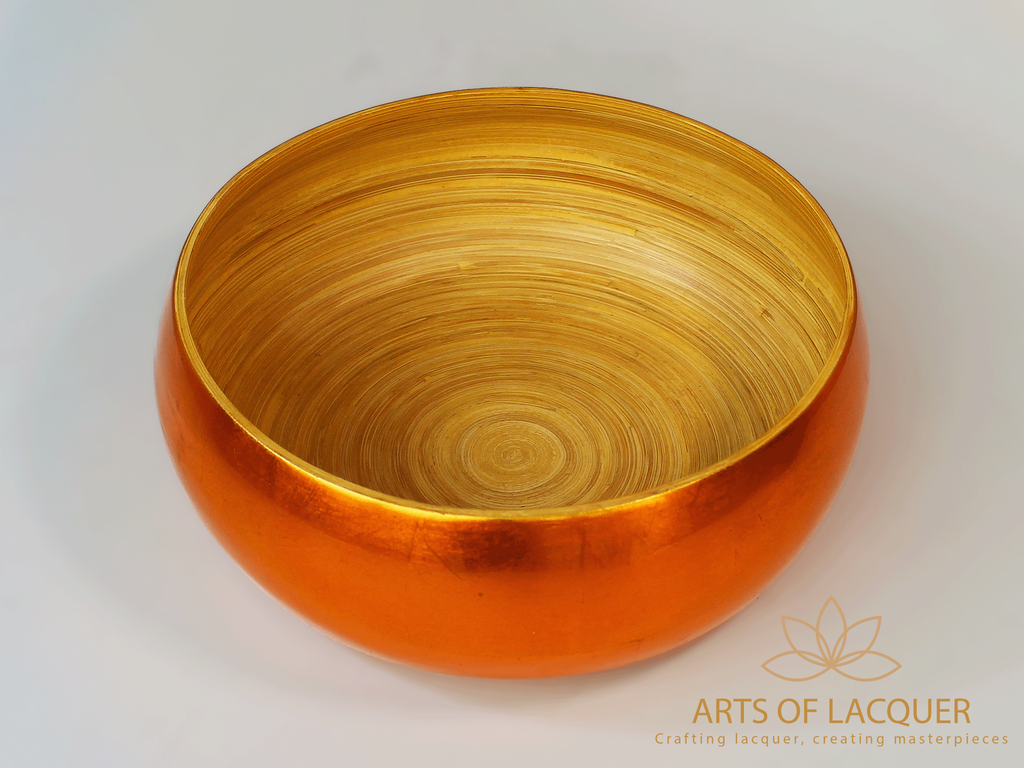 Handcrafted Lacquer Radiant Orange Gold Bowl