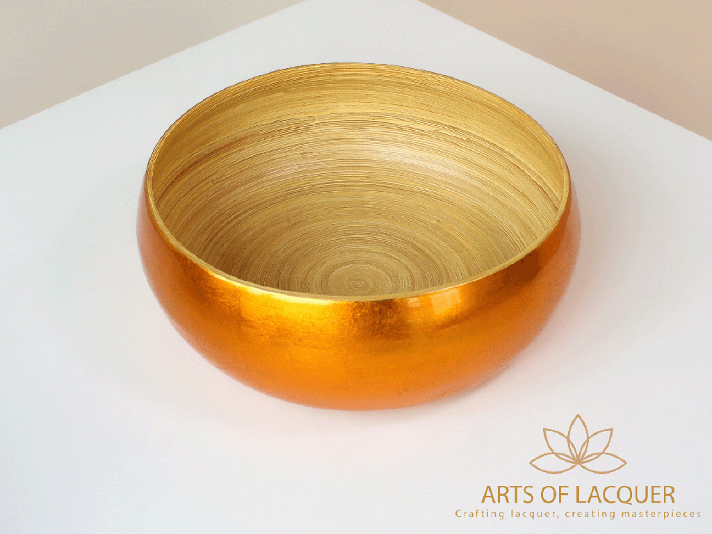 Handcrafted Lacquer Radiant Orange Gold Bowl