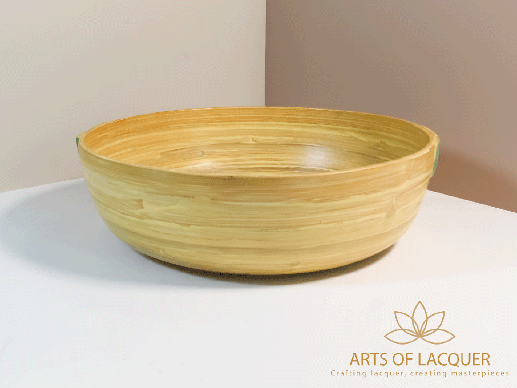 Handcrafted Bamboo Lacquer Jade Green Accent Bowl Set